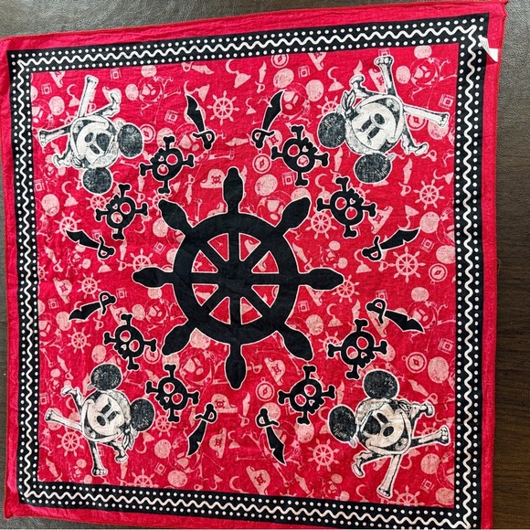 Walt Disney Cruise Line Pirate Night Red Scarf Bandana - Picture 7 of 7